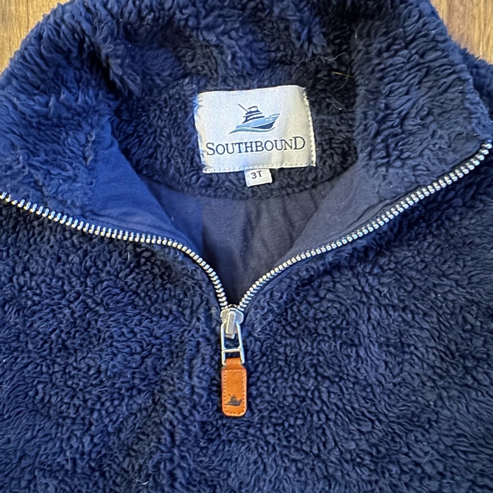 Navy Kids Hi Pile Fleece Pullover Jacket